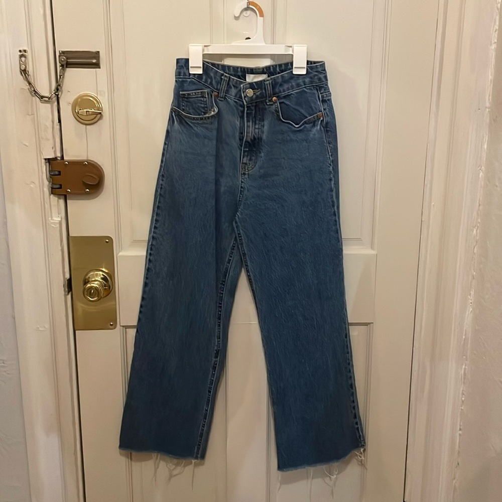 H&M High Waisted Denim Blue Jeans - Wide Leg - Size 4